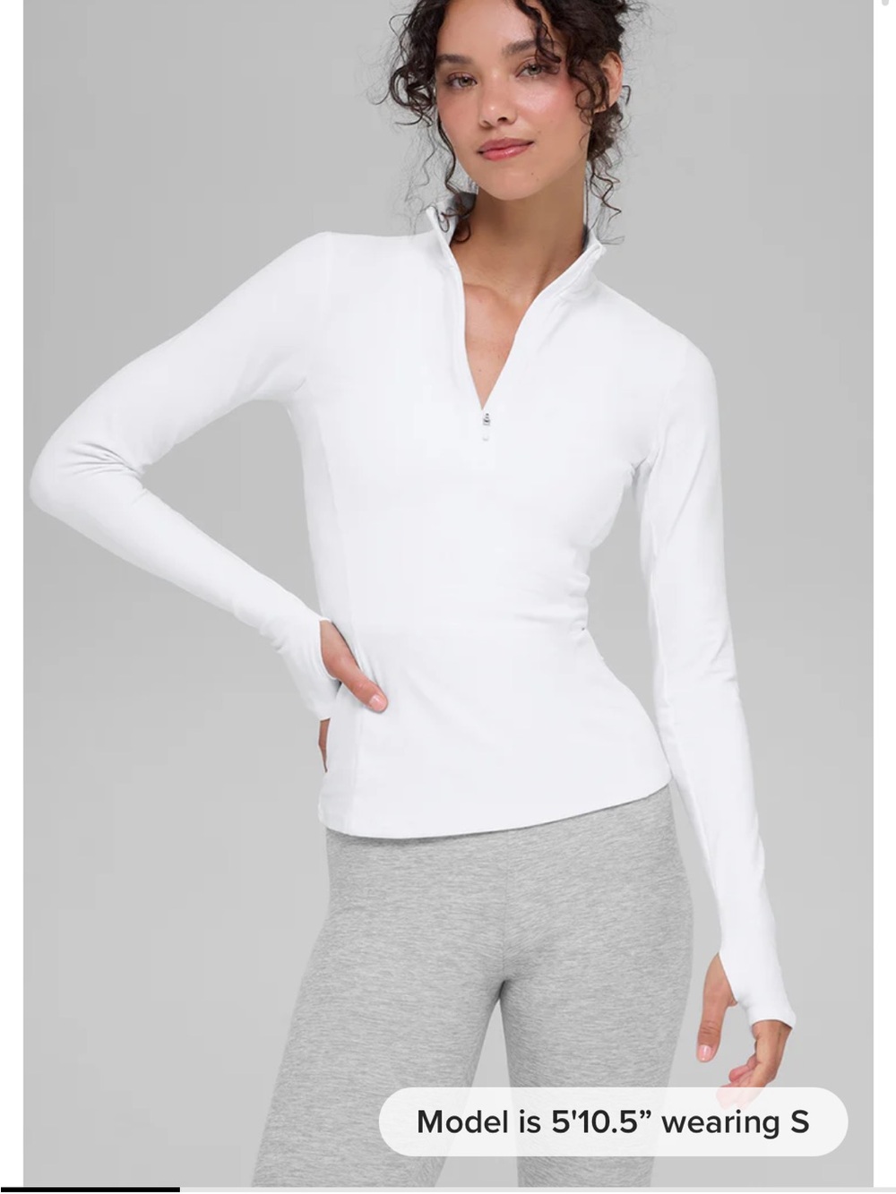 ALO Yoga White Long-Sleeve Half-Zip Pullover